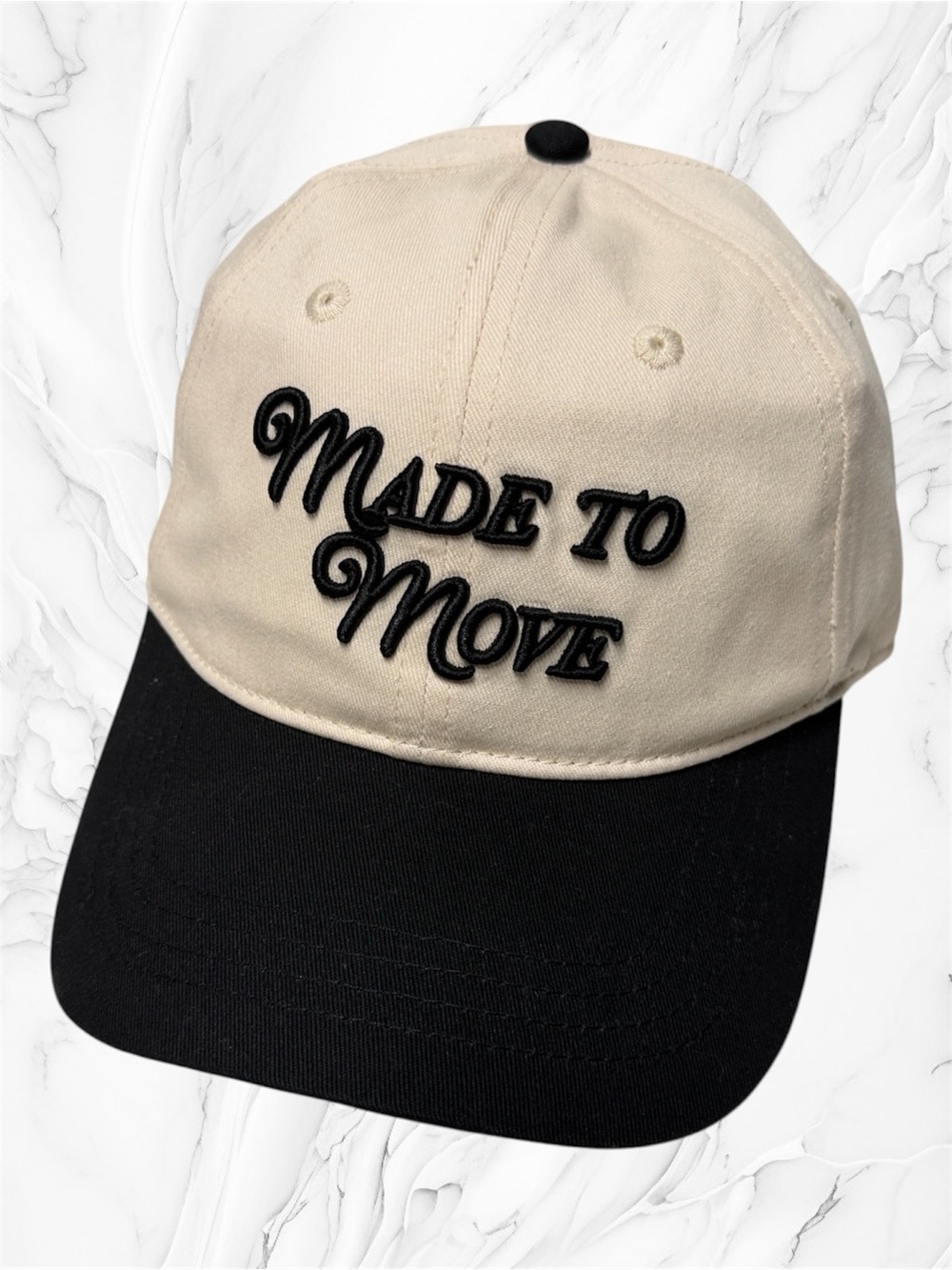 Bandolier Two-Tone Baseball Cap - Cream with Black Brim adjustable